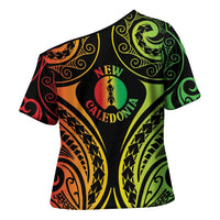 New Caledonia Day Cross Shoulder Shirt Polynesian Curves Reggae Color - Polynesian Pride