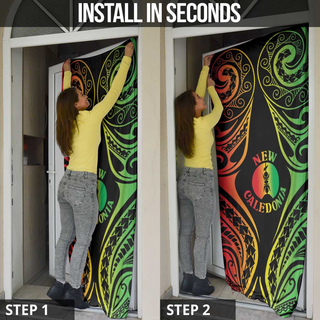 New Caledonia Day Door Cover Polynesian Curves Reggae Color - Polynesian Pride