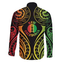 New Caledonia Day Family Matching Long Sleeve Bodycon Dress and Hawaiian Shirt Polynesian Curves Reggae Color - Polynesian Pride