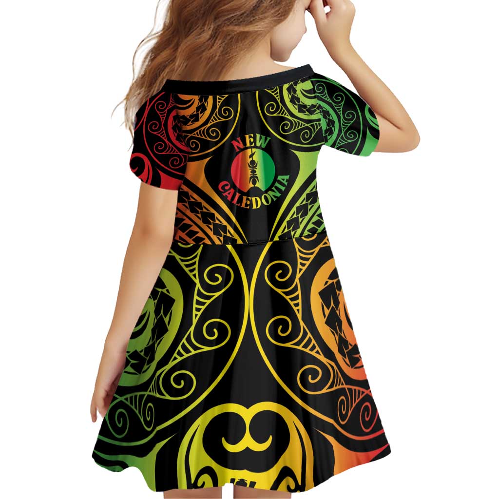 New Caledonia Day Family Matching Off Shoulder Short Dress and Hawaiian Shirt Polynesian Curves Reggae Color - Polynesian Pride