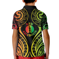 New Caledonia Day Kid Polo Shirt Polynesian Curves Reggae Color - Polynesian Pride