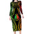 New Caledonia Day Long Sleeve Bodycon Dress Polynesian Curves Reggae Color - Polynesian Pride