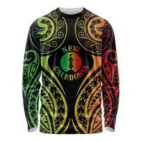 New Caledonia Day Long Sleeve Shirt Polynesian Curves Reggae Color - Polynesian Pride
