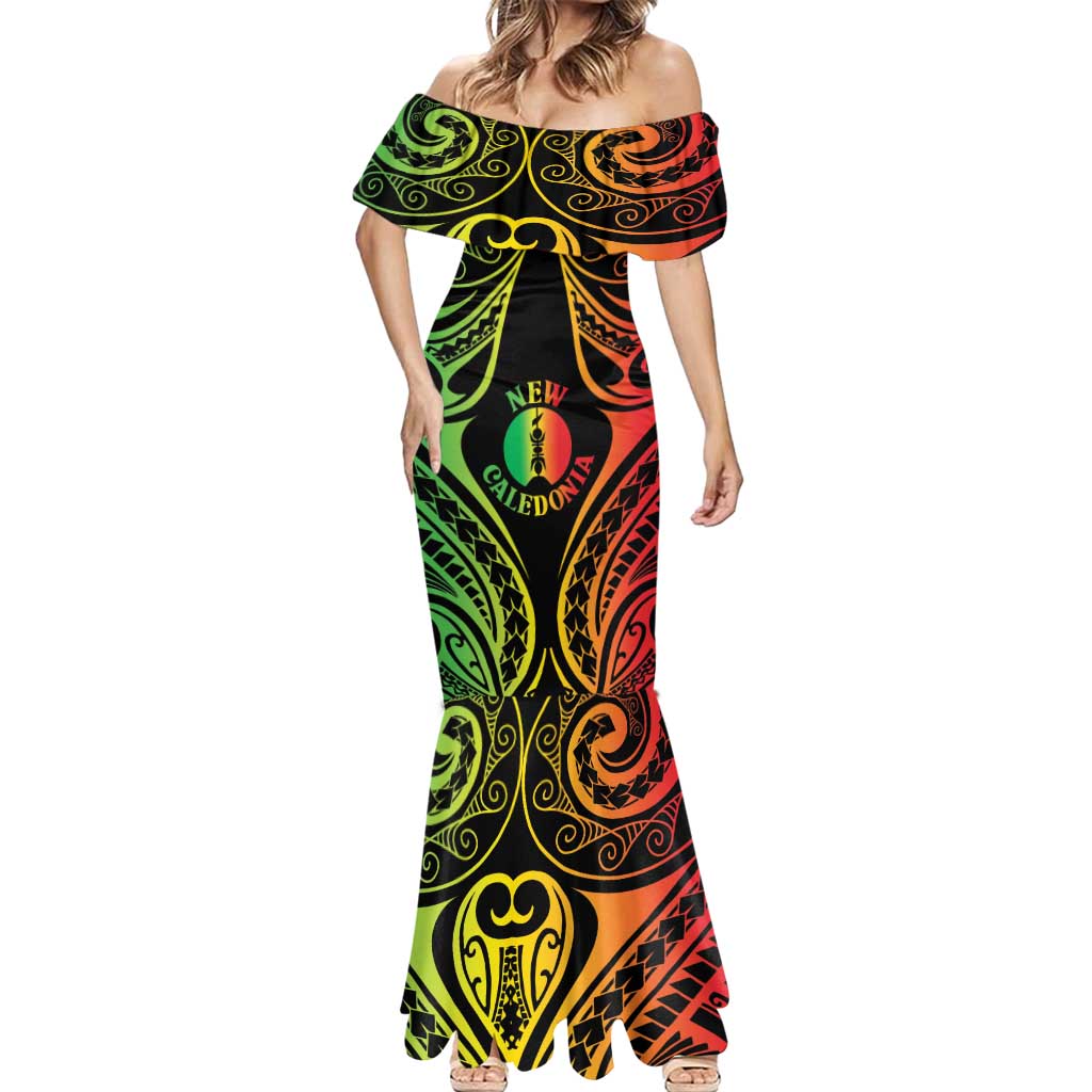 New Caledonia Day Mermaid Dress Polynesian Curves Reggae Color - Polynesian Pride