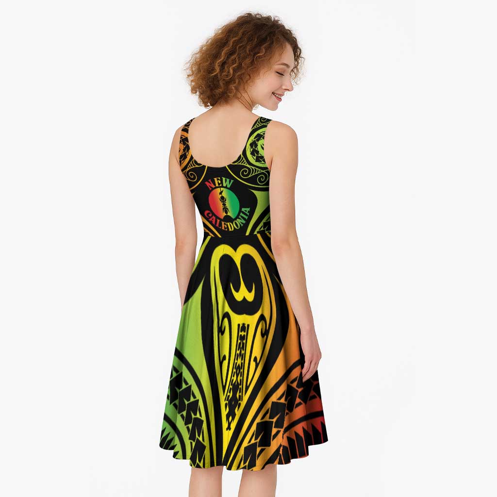 New Caledonia Day Midi Dress Polynesian Curves Reggae Color - Polynesian Pride
