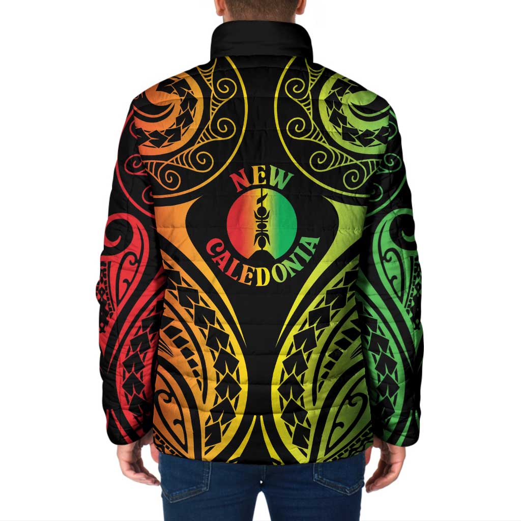 New Caledonia Day Padded Jacket Polynesian Curves Reggae Color - Polynesian Pride