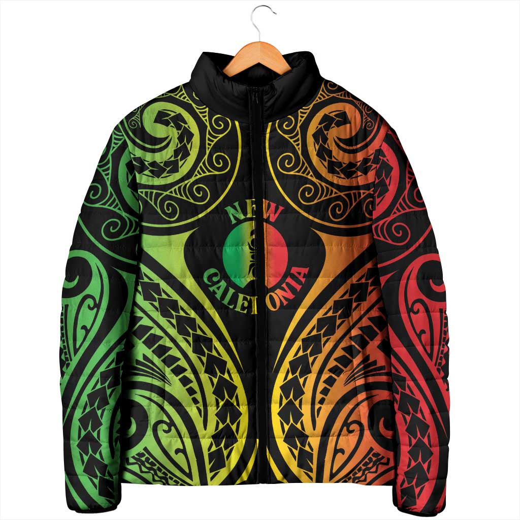 New Caledonia Day Padded Jacket Polynesian Curves Reggae Color - Polynesian Pride
