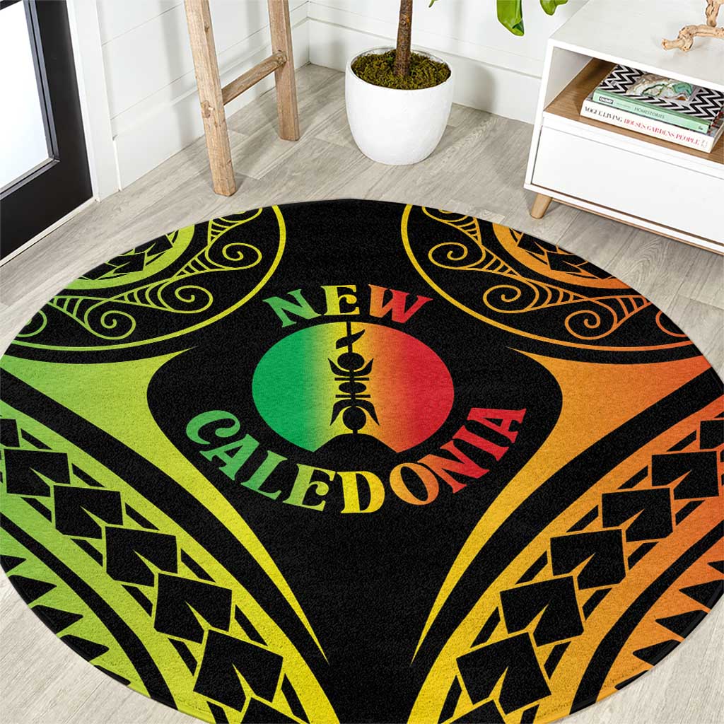 New Caledonia Day Round Carpet Polynesian Curves Reggae Color - Polynesian Pride