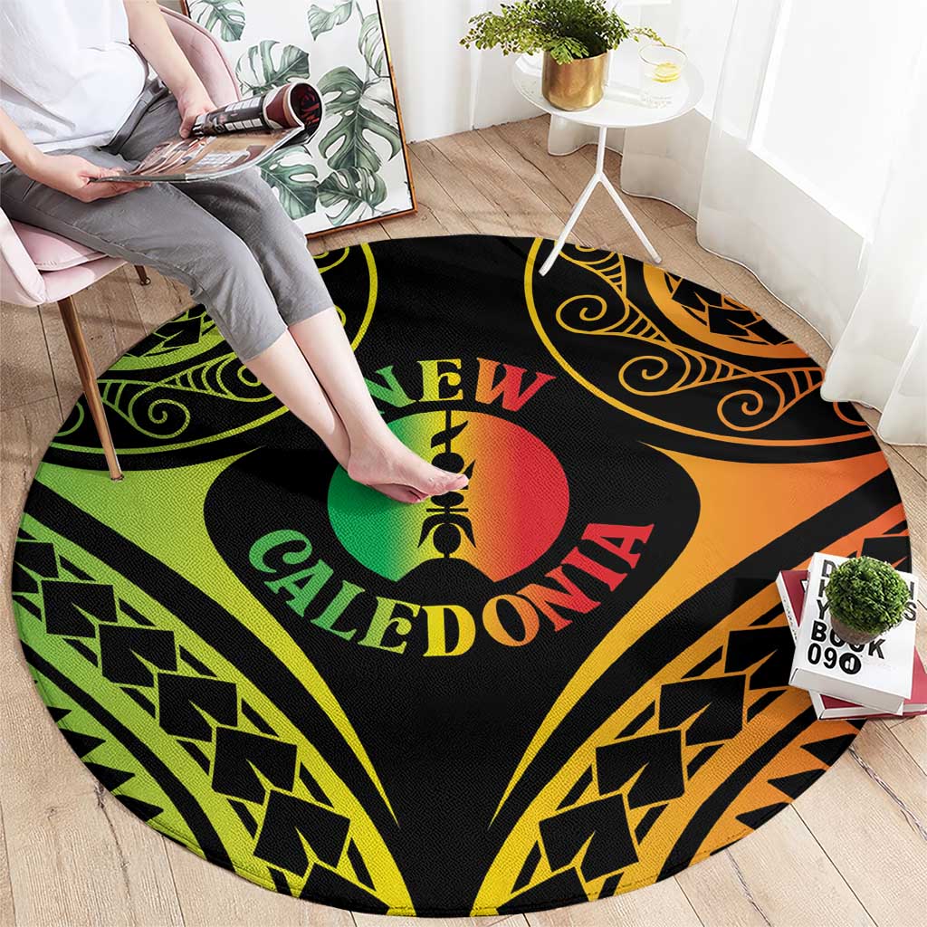 New Caledonia Day Round Carpet Polynesian Curves Reggae Color - Polynesian Pride