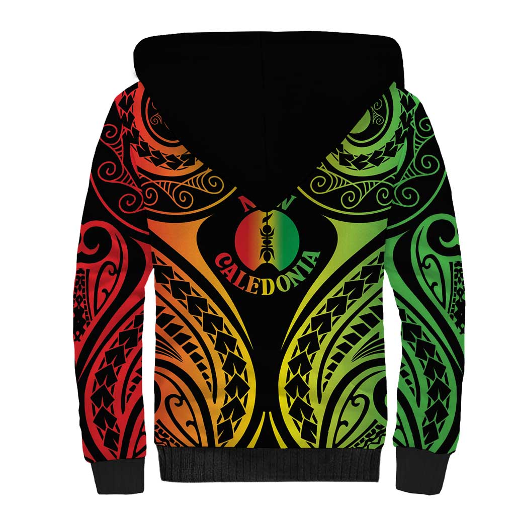 New Caledonia Day Sherpa Hoodie Polynesian Curves Reggae Color - Polynesian Pride