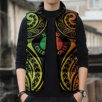 New Caledonia Day Sleeveless Puffer Jacket Polynesian Curves Reggae Color - Polynesian Pride