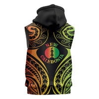 New Caledonia Day Sleeveless Zip Hoodie Polynesian Curves Reggae Color - Polynesian Pride
