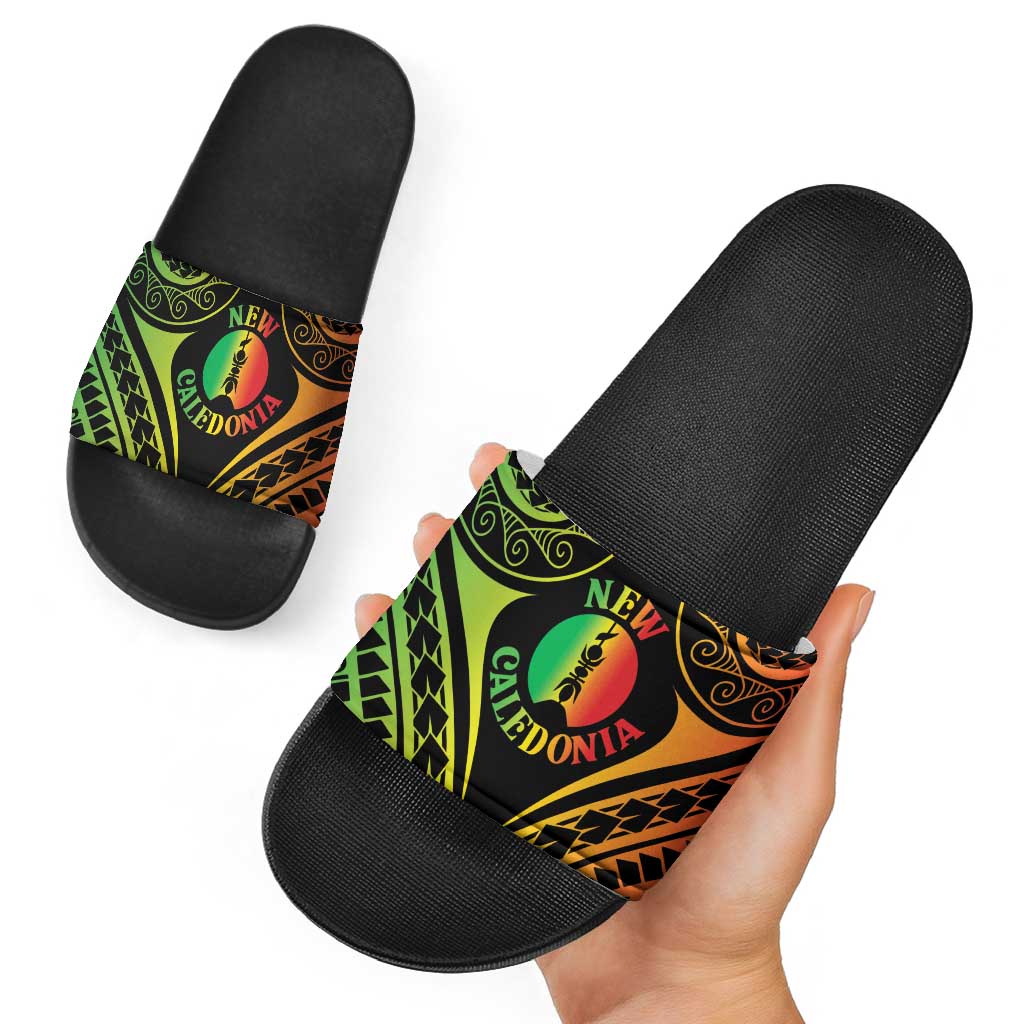 New Caledonia Day Slide Sandals Polynesian Curves Reggae Color - Polynesian Pride