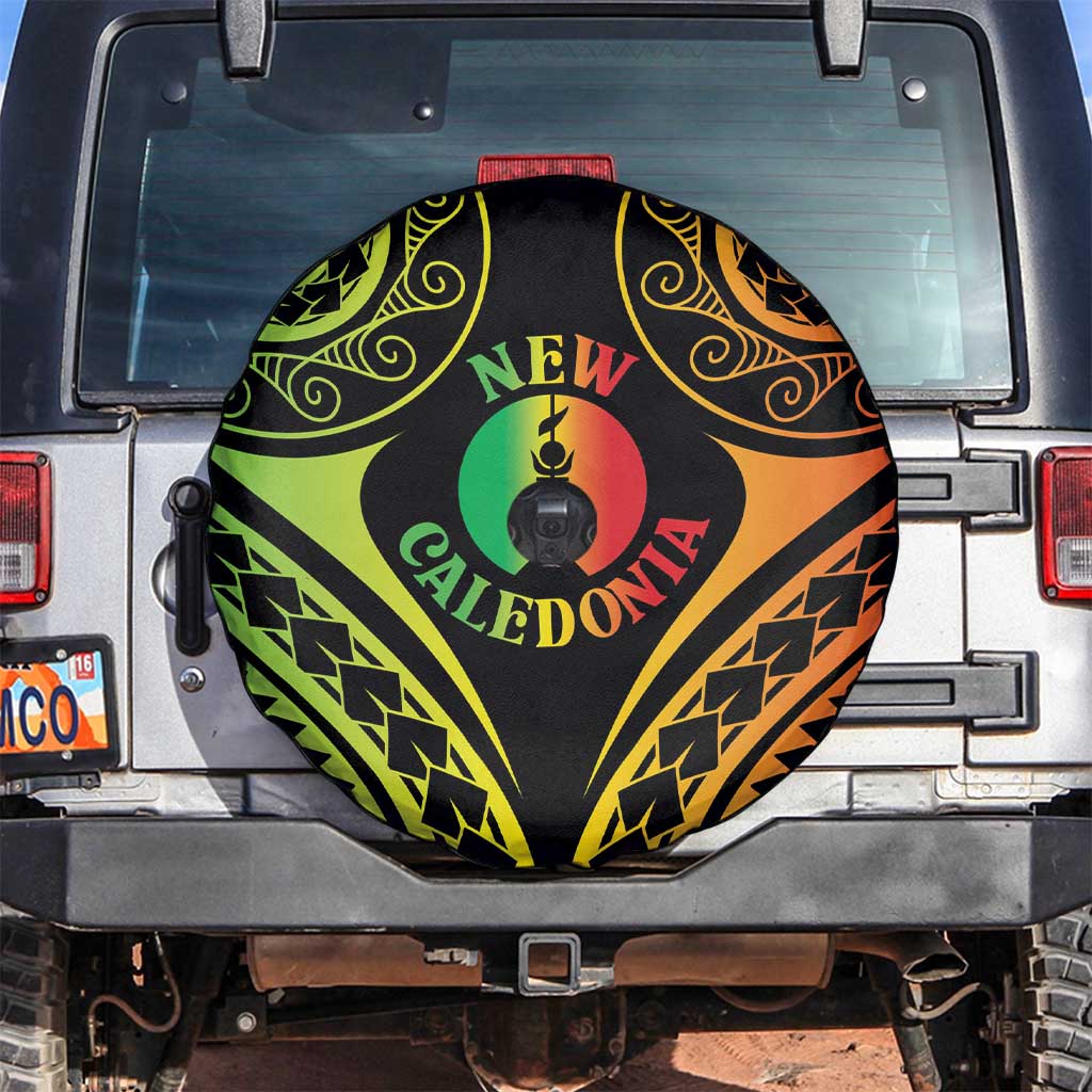 New Caledonia Day Spare Tire Cover Polynesian Curves Reggae Color - Polynesian Pride
