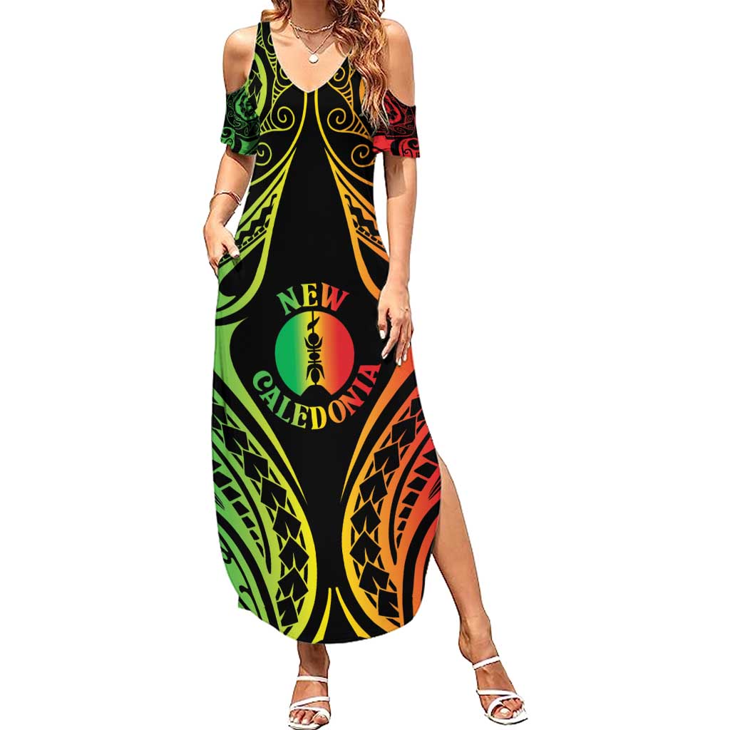 New Caledonia Day Summer Maxi Dress Polynesian Curves Reggae Color - Polynesian Pride