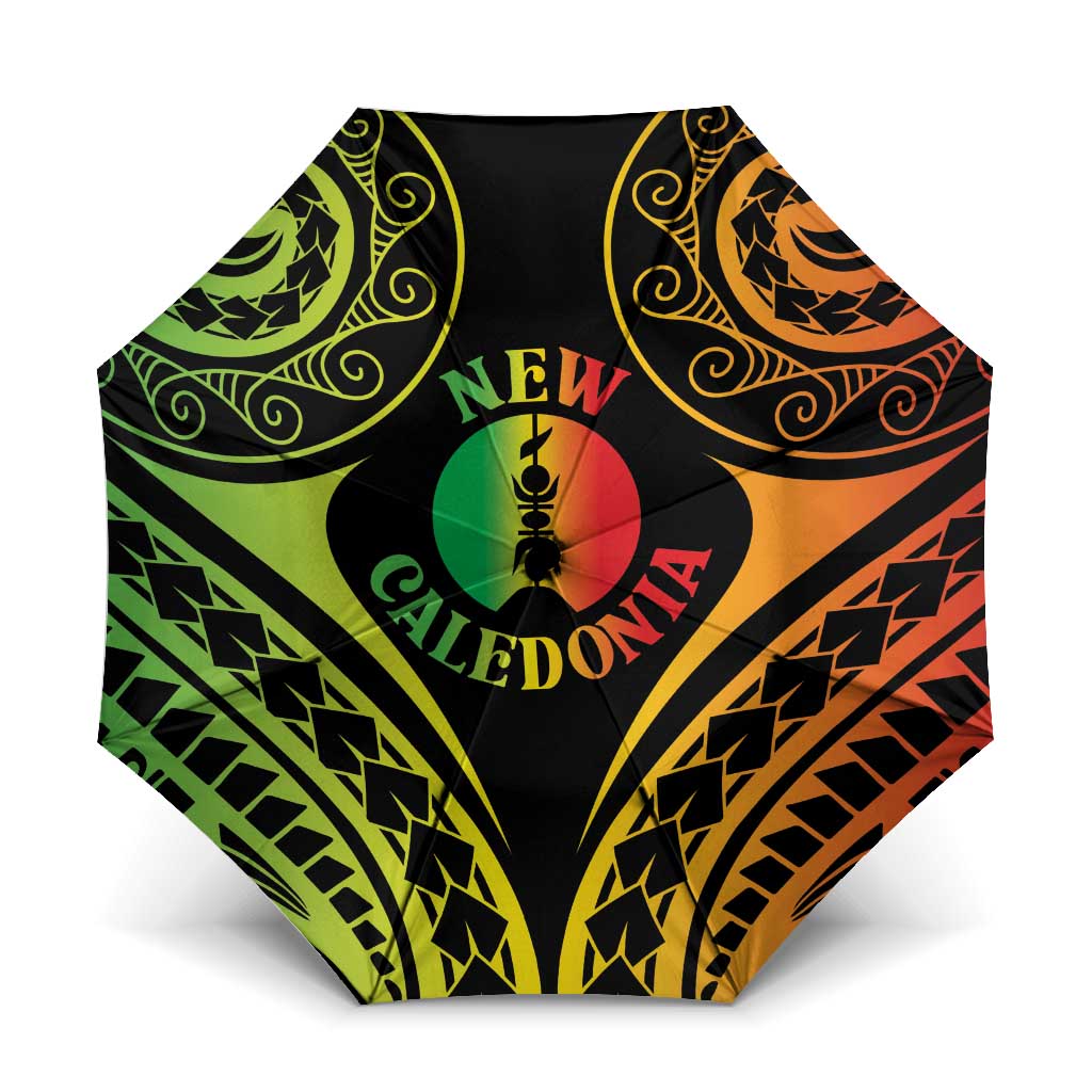 New Caledonia Day Umbrella Polynesian Curves Reggae Color - Polynesian Pride