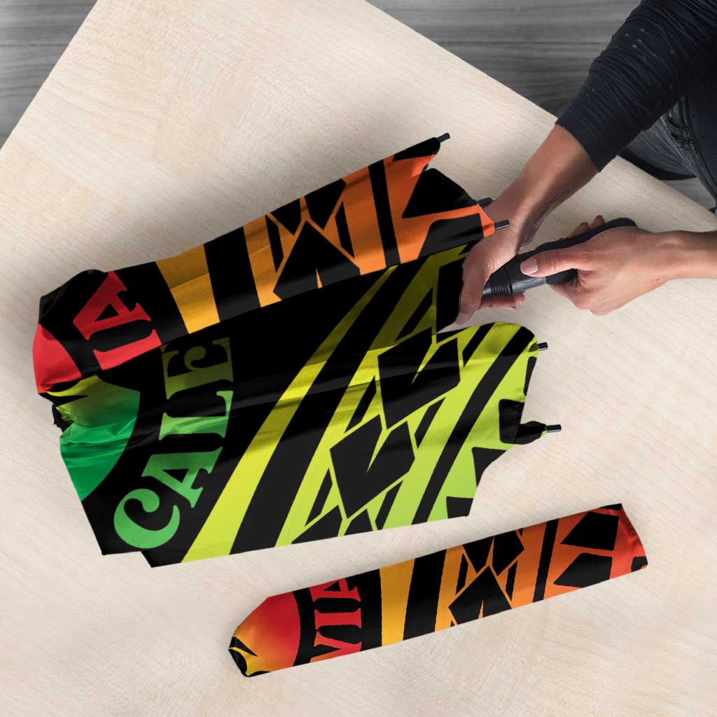 New Caledonia Day Umbrella Polynesian Curves Reggae Color - Polynesian Pride