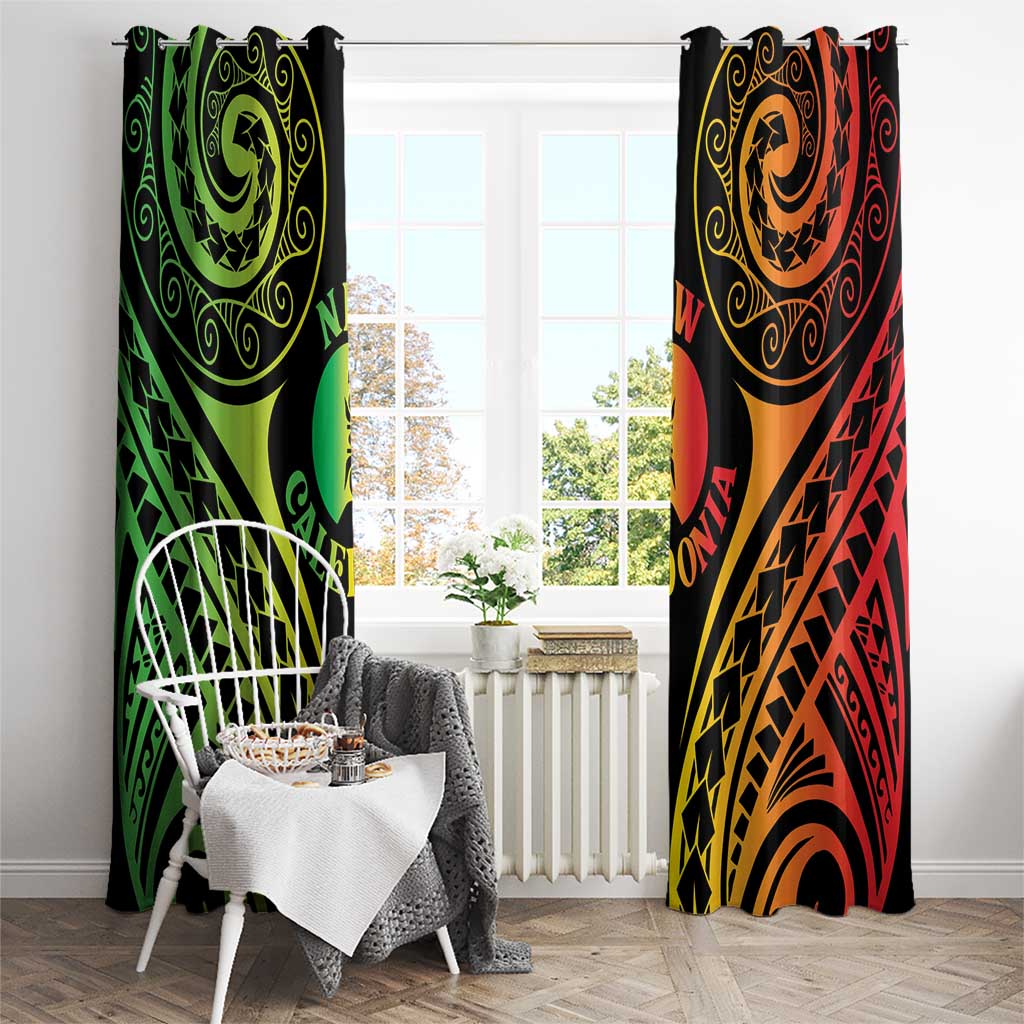 New Caledonia Day Window Curtain Polynesian Curves Reggae Color - Polynesian Pride