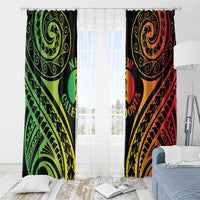 New Caledonia Day Window Curtain Polynesian Curves Reggae Color - Polynesian Pride