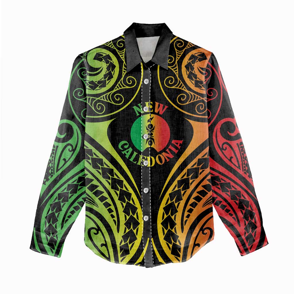 New Caledonia Day Women Casual Shirt Polynesian Curves Reggae Color - Polynesian Pride