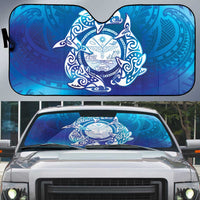 Marshall Islands Manit Day Auto Sun Shade Tribal Dolphin With Marshall Seal - Polynesian Pride