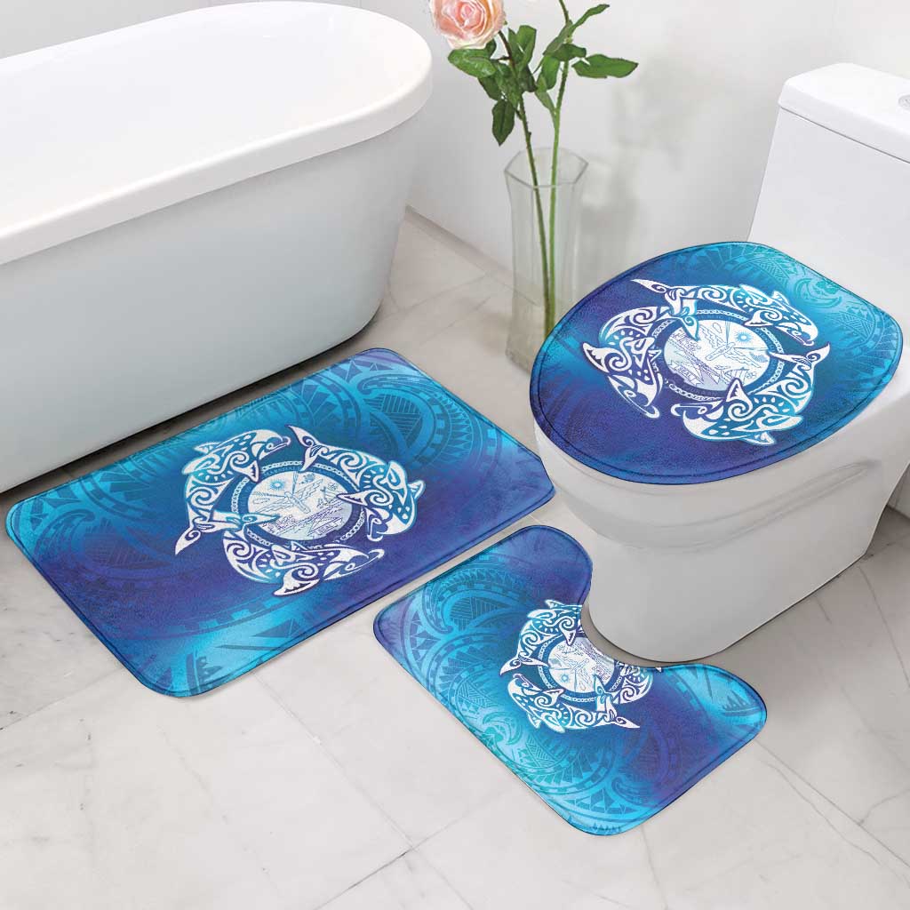 Marshall Islands Manit Day Bathroom Set Tribal Dolphin With Marshall Seal - Polynesian Pride