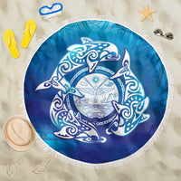 Marshall Islands Manit Day Beach Blanket Tribal Dolphin With Marshall Seal - Polynesian Pride