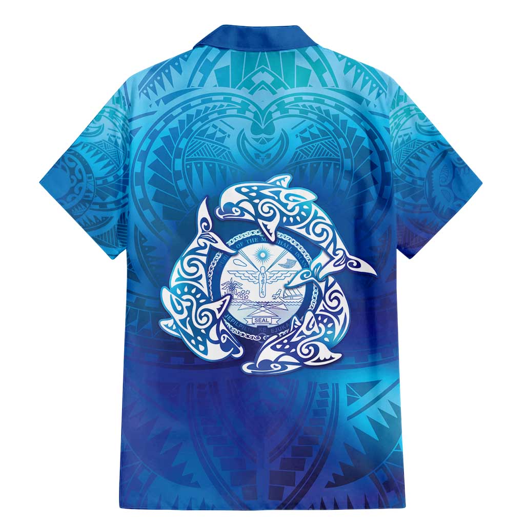 Marshall Islands Manit Day Family Matching Mermaid Dress and Hawaiian Shirt Tribal Dolphin With Marshall Seal - Polynesian Pride