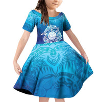 Marshall Islands Manit Day Family Matching Off Shoulder Short Dress and Hawaiian Shirt Tribal Dolphin With Marshall Seal - Polynesian Pride