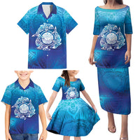 Marshall Islands Manit Day Family Matching Puletasi and Hawaiian Shirt Tribal Dolphin With Marshall Seal - Polynesian Pride
