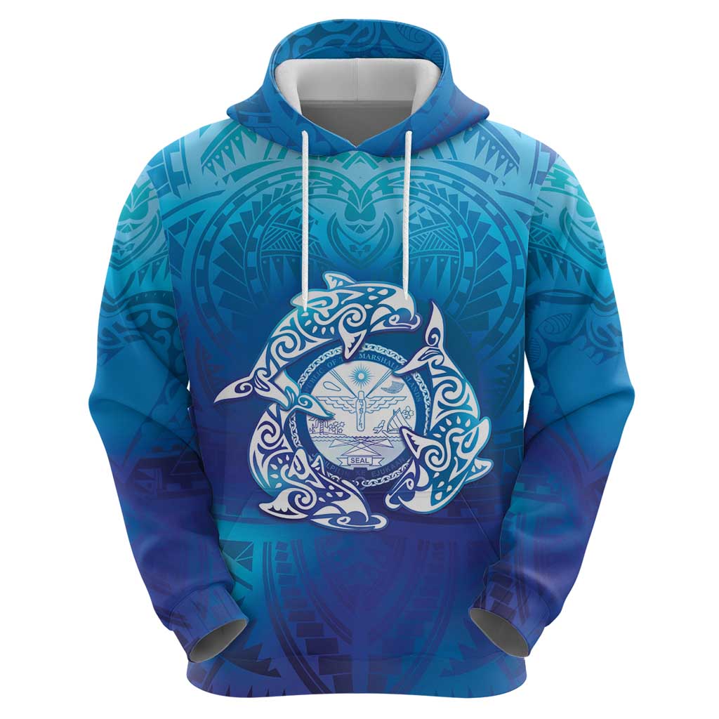 Marshall Islands Manit Day Hoodie Tribal Dolphin With Marshall Seal - Polynesian Pride