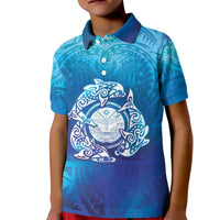 Marshall Islands Manit Day Kid Polo Shirt Tribal Dolphin With Marshall Seal - Polynesian Pride