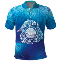 Marshall Islands Manit Day Polo Shirt Tribal Dolphin With Marshall Seal - Polynesian Pride