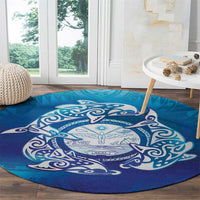Marshall Islands Manit Day Round Carpet Tribal Dolphin With Marshall Seal - Polynesian Pride