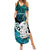 Aotearoa New Zealand Summer Maxi Dress Paua Shell Fern Koru With Maori Hei Tiki LT05 Women Green - Polynesian Pride