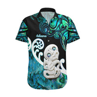 Personalized Aotearoa New Zealand Hawaiian Shirt Paua Shell Fern Koru With Maori Hei Tiki LT05 Green - Polynesian Pride