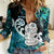 Personalized Aotearoa New Zealand Women Casual Shirt Paua Shell Fern Koru With Maori Hei Tiki LT05 Female Green - Polynesian Pride