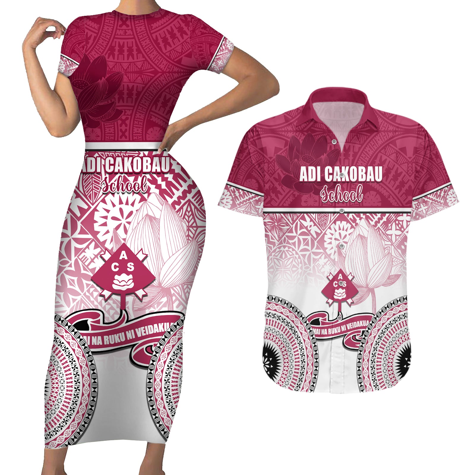 adi-cakobau-school-couples-matching-short-sleeve-bodycon-dress-and-hawaiian-shirt-75th-anniversary