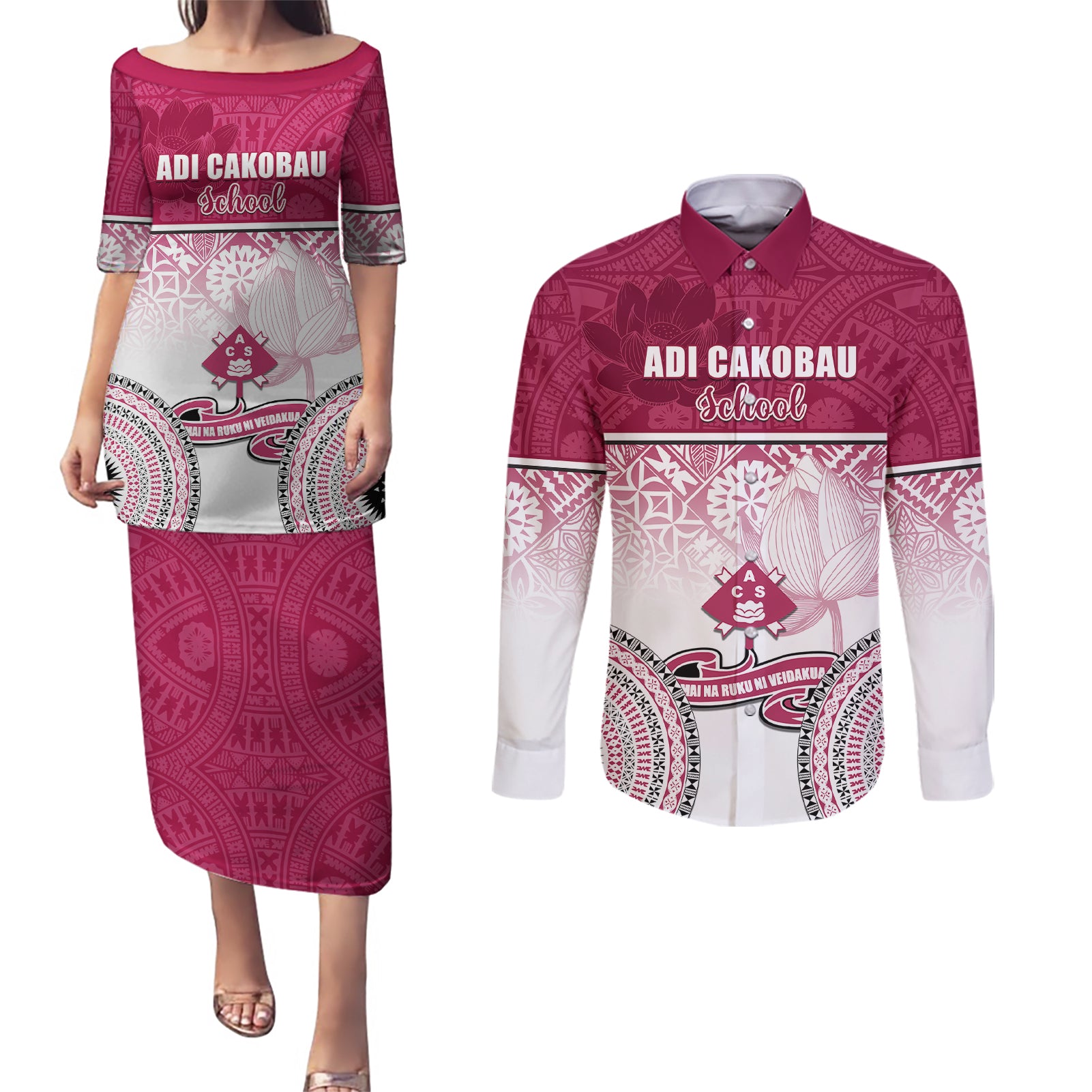 personalized-adi-cakobau-school-couples-matching-puletasi-dress-and-long-sleeve-button-shirts-with-fijian-tapa-pattern