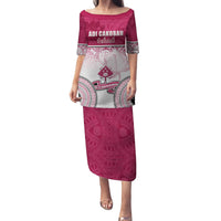 Personalized Adi Cakobau School Family Matching Puletasi Dress and Hawaiian Shirt With Fijian Tapa Pattern LT05 Mom's Dress Pink - Polynesian Pride