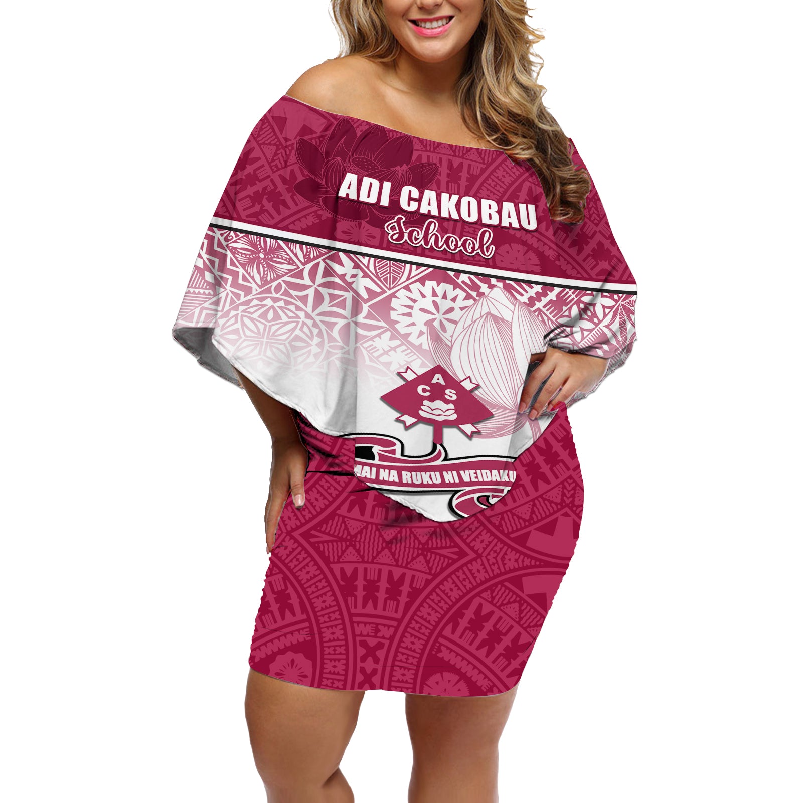 personalized-adi-cakobau-school-off-shoulder-short-dress-with-fijian-tapa-pattern