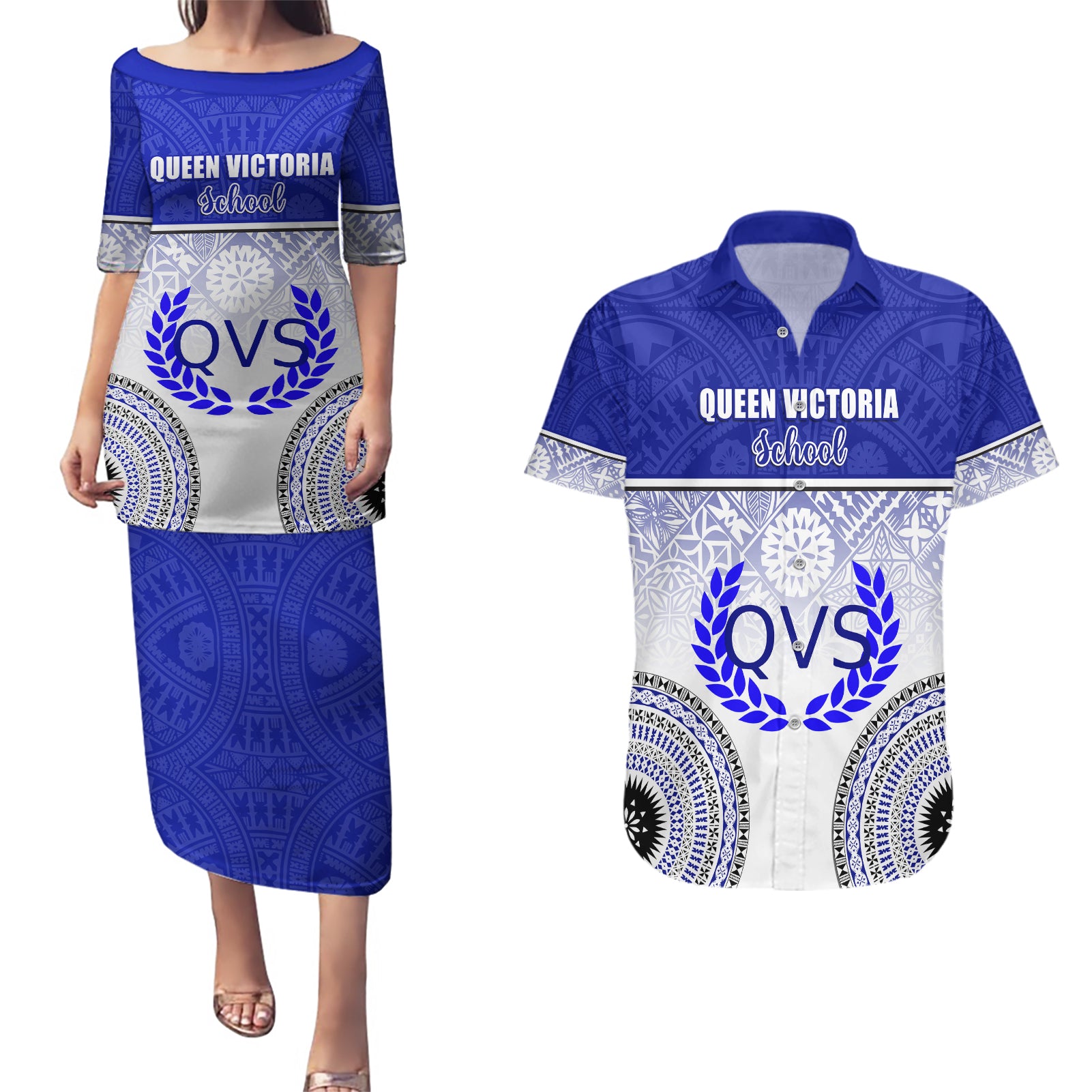 personalized-queen-victoria-school-couples-matching-puletasi-dress-and-hawaiian-shirt-with-fijian-tapa-pattern