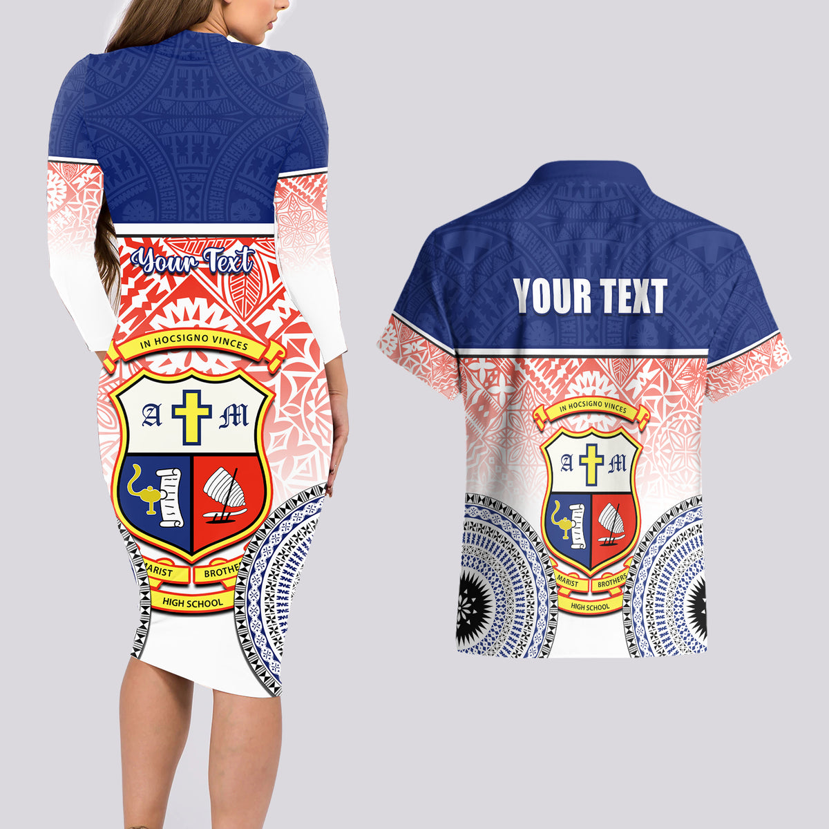 personalized-marist-brothers-high-school-couples-matching-long-sleeve-bodycon-dress-and-hawaiian-shirt-with-fijian-tapa-pattern