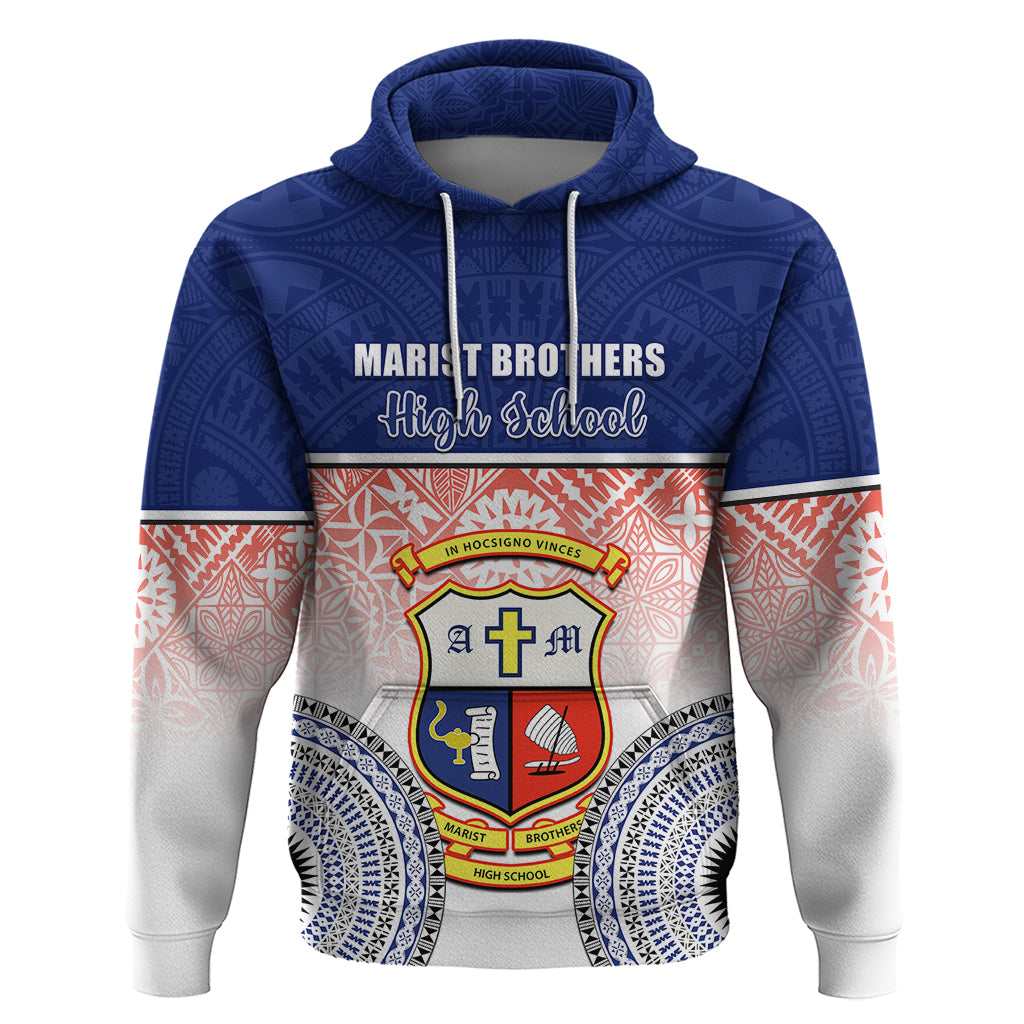 Personalized Marist Brothers High School Hoodie With Fijian Tapa Pattern LT05 Blue - Polynesian Pride