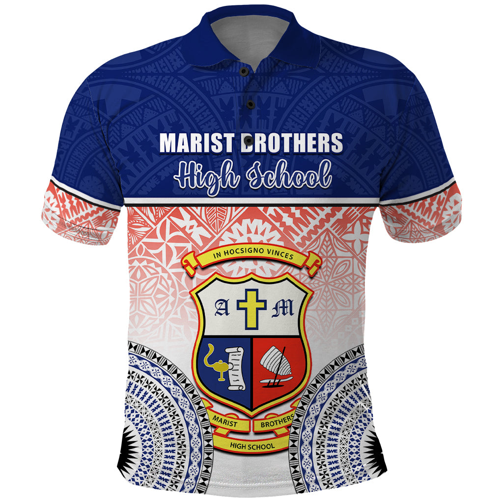 Personalized Marist Brothers High School Polo Shirt With Fijian Tapa Pattern LT05 Blue - Polynesian Pride