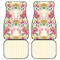 Hawaii Palaka Car Mats Yellow Tribal Pattern With Tropical Flowers - Polynesian Pride