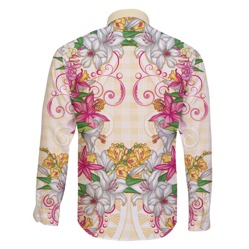 Hawaii Palaka Family Matching Puletasi and Hawaiian Shirt Yellow Tribal Pattern With Tropical Flowers - Polynesian Pride