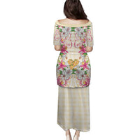 Hawaii Palaka Family Matching Puletasi and Hawaiian Shirt Yellow Tribal Pattern With Tropical Flowers - Polynesian Pride