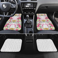 Hawaii Palaka Car Mats White Tribal Pattern With Tropical Flowers - Polynesian Pride