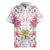 Hawaii Palaka Rugby Jersey White Tribal Pattern With Tropical Flowers - Polynesian Pride